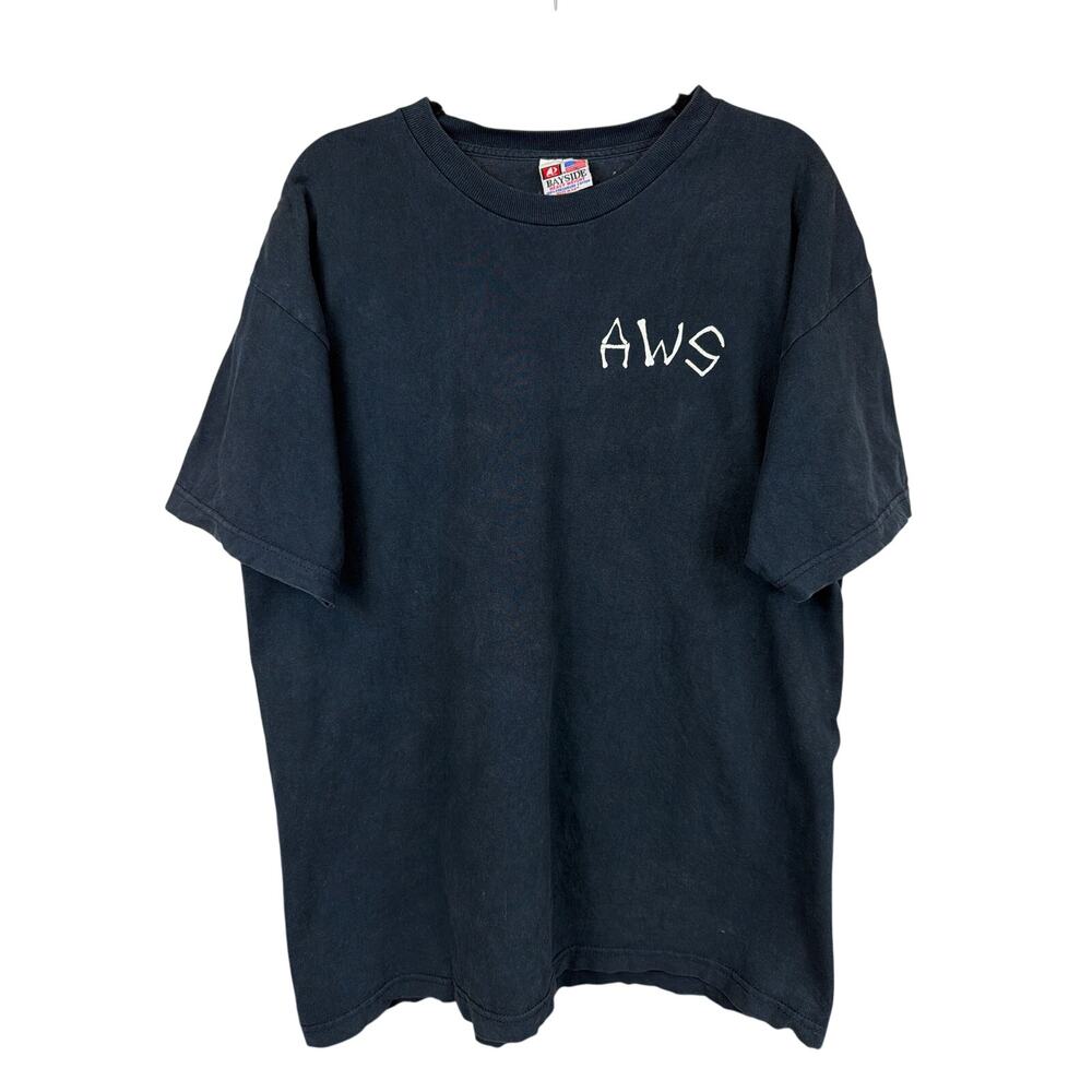 Vintage MADE USA Bayside Black Crewneck  T Shirt Heavyweight Cotton XL